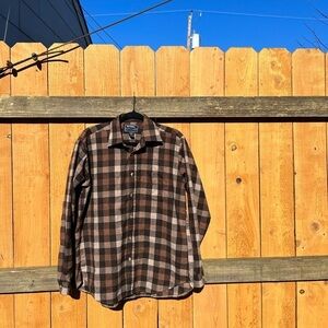 National Outfitters mens flannel zip up shirt‎ 100% cotton brown